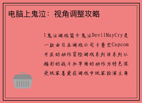 电脑上鬼泣：视角调整攻略